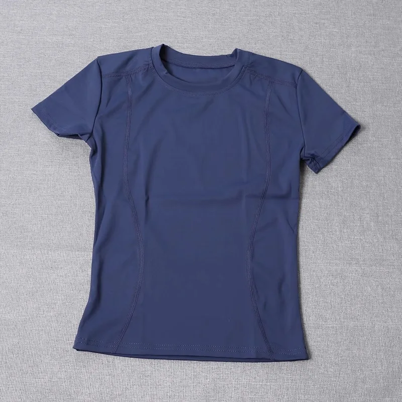T-shirt da palestra a compressione ad asciugatura rapida da donna - Camicia da allenamento traspirante slim fit per corsa e allenamento Abbigliamento sportivo elastico in tinta unita