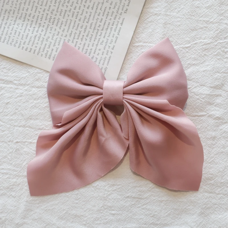 Elegant Bow Ribbon Hair Clip Fashion Simple Solid Satin Spring Clip Hair Pin Retro Headband with Clips Girls Hair Accessories