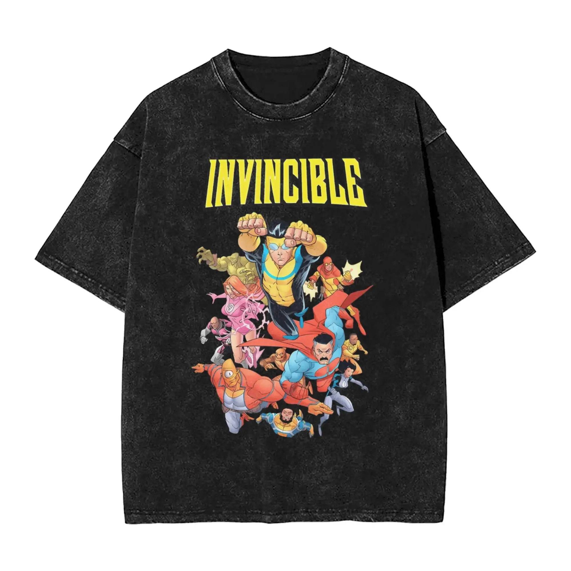 New 2025 pure cotton TV series anime invincible Mark Grayson T-shirt for men round neck pure cotton washed clothing neutral