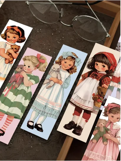 

30 шт. симпатичная маленькая девочка, закладка для детей, страница для чтения, этикетка для студентов с подарками, канцелярские открытки, винтажная художественная книга, марки