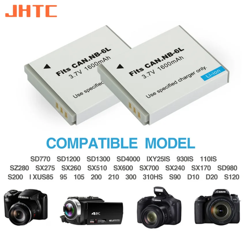 Batteria 1600mAh NB-6L 6LH per Canon Power-shot SX520 HS SX530 SX600 SX610 SX700 SX710 IXUS 85 95 200 210 NB 6L Batteria per fotocamera