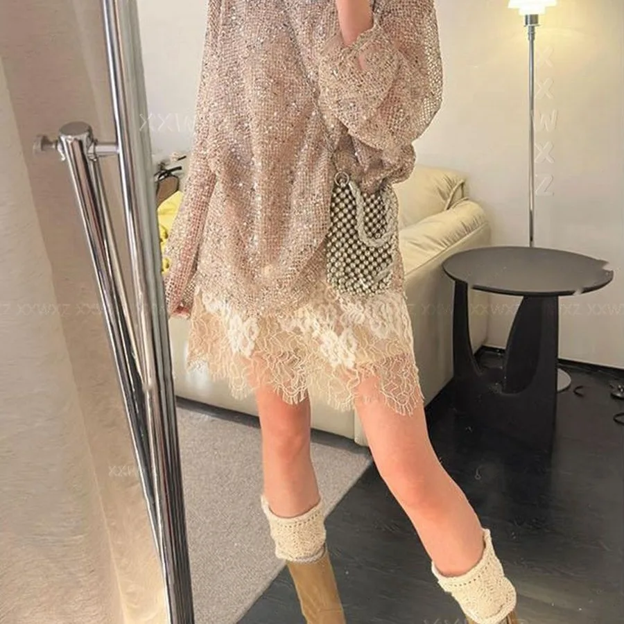 レディース キラキラ ルーズフィット トップス キラキラ パーティーシャツ グリッター カジュアル ブラウス クラブ ナイト デート 衣装