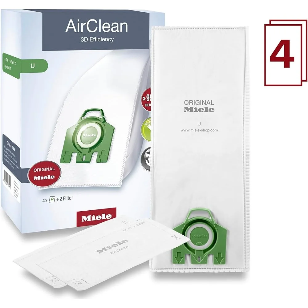 Tas Penyedot Debu Efisiensi 3D AirClean Paket berisi 4 Kompatibel dengan Filter Model U1 S7 Dinamis 99,9 Partikel Debu