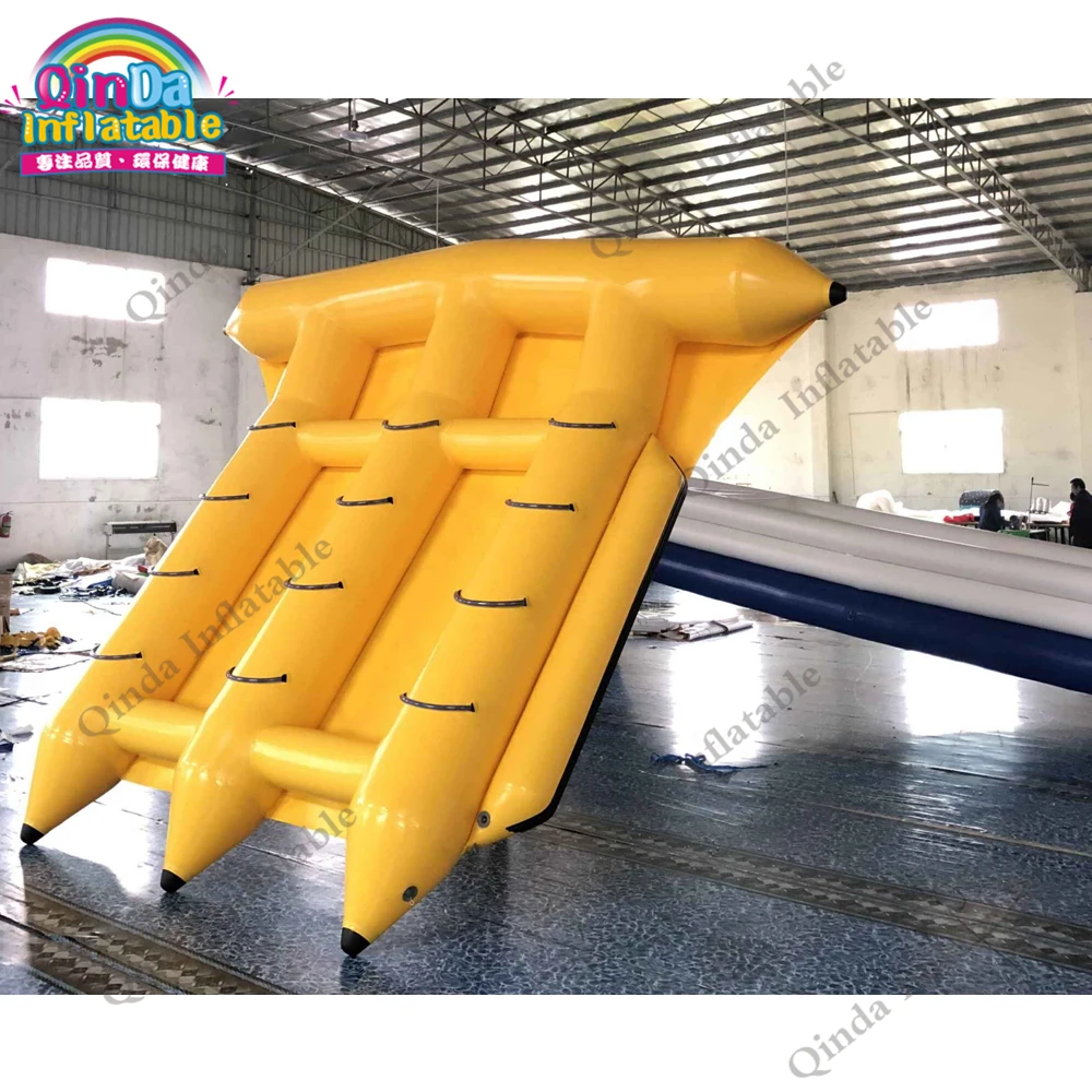 0.9Mm Pvc Tarpaulin Inflatable Water Toys 4.2X3.2M Yellow Inflatable Flying Fish Towable For Sale