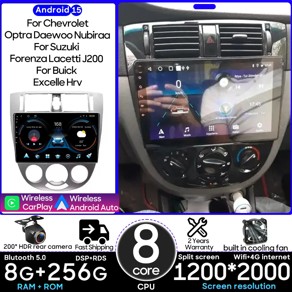 

Android 15 For Chevrolet Optra Daewoo Nubiraa Suzuki Forenza Lacetti J200 For Buick Excelle Hrv Carplay Auto Navigation GPS 2din