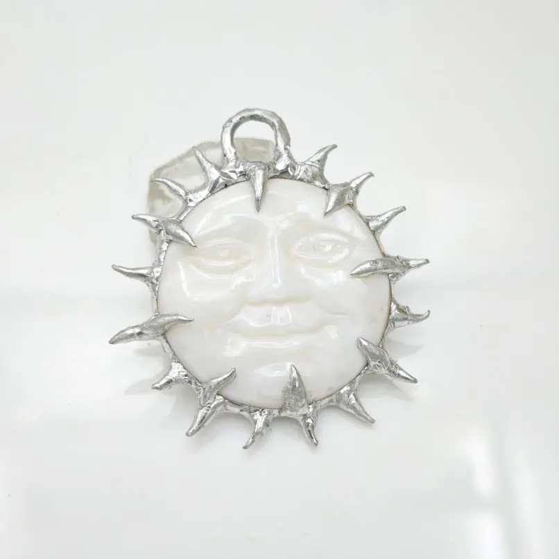 1Pcs Handmade Soldered Pendant Sun Star White Shell  Approx 50mm Jewelry Special Gift For Women