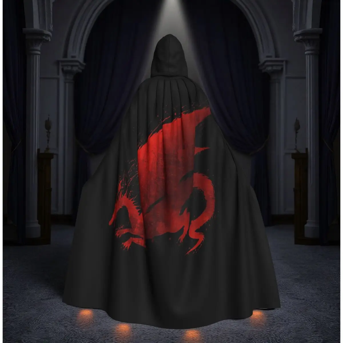 Capa Larga con Capucha de Dragón de Sangre V2 de Dragon Age Origins, Disfraz Medieval de Bruja, Capa de Cosplay para Halloween, Vampiro, Adulto, Unisex