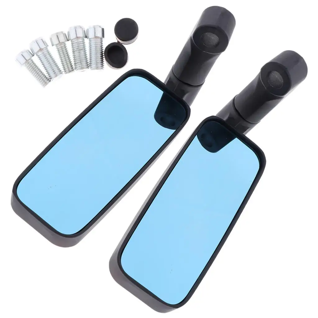 

2 Colors Blue Glass Side Mirrors Rear view Mirrors for Motorcycle with 8mm 10mm Thread Bolts, Left & Right