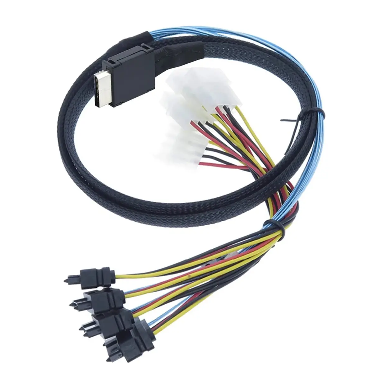 [VALUE PACK]0.5M OCuLink PCIe PCI-Express SFF-8611 4i to to (4) 29pin SFF-8482 Connectors with SAS 15pin Power Port 12GB/S Cable