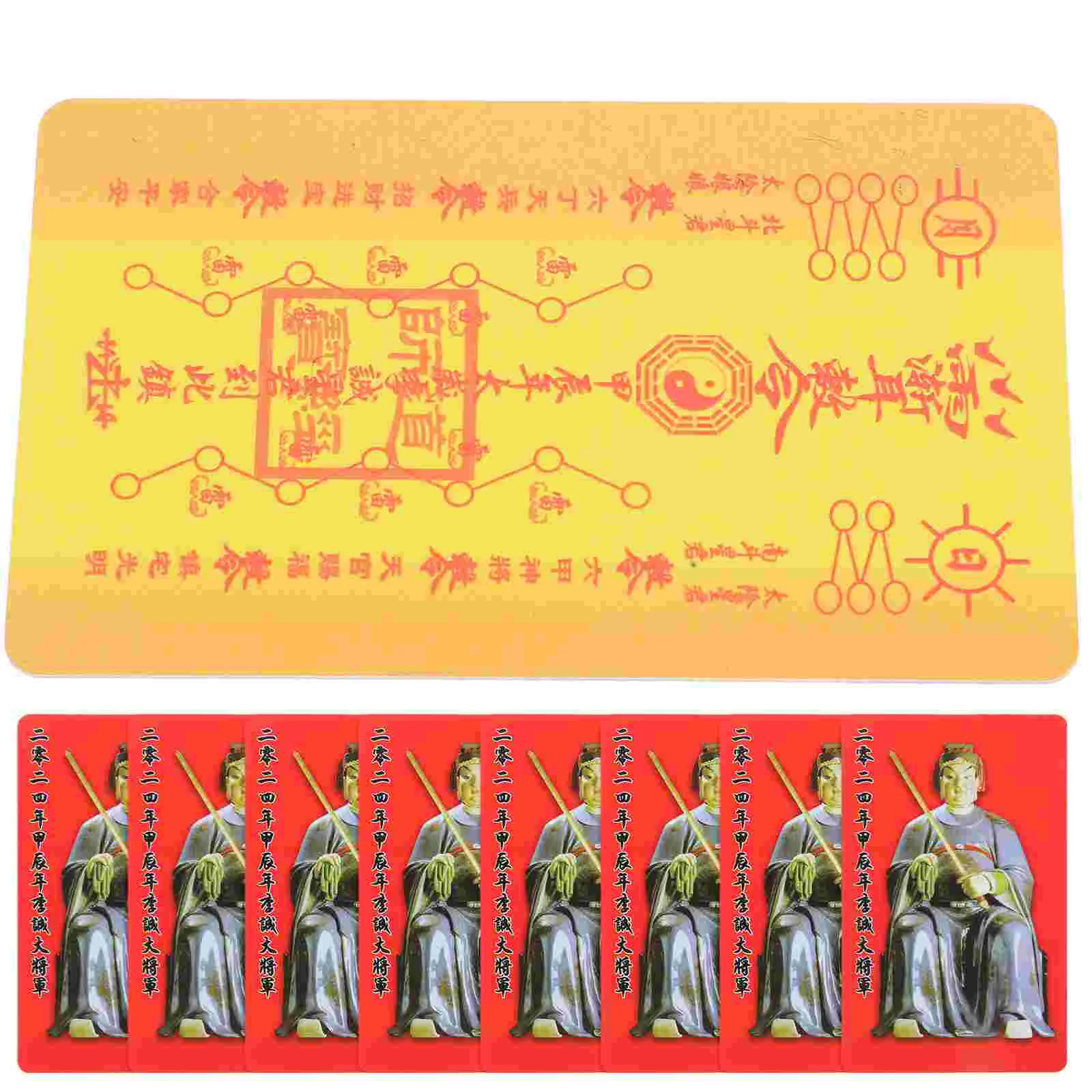 10 Pcs Car Accessories Year of The Dragon Greeting Card Amulet Chinese Fortune Tips Taisui Red Religious General Cards