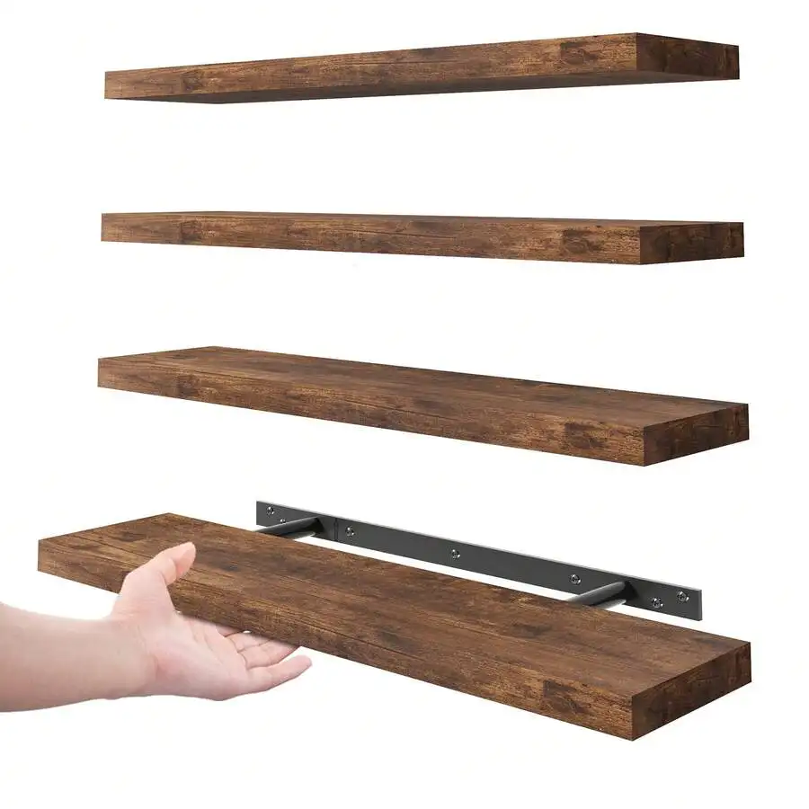 2pcs 22in Floating Shelves For Wall, Bookshelves, Shelves Wall Mounted Shelf With Invisible Bracket For Bathroom, Living Room, B