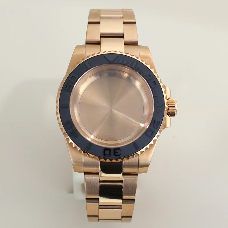 Корпус часов 40 мм, браслет из розового золота, инструменты для ремонта, детали, сапфировое стекло для Seiko NH35 NH36 NH34 NH38 8215 Eta2824, механизм YACHT