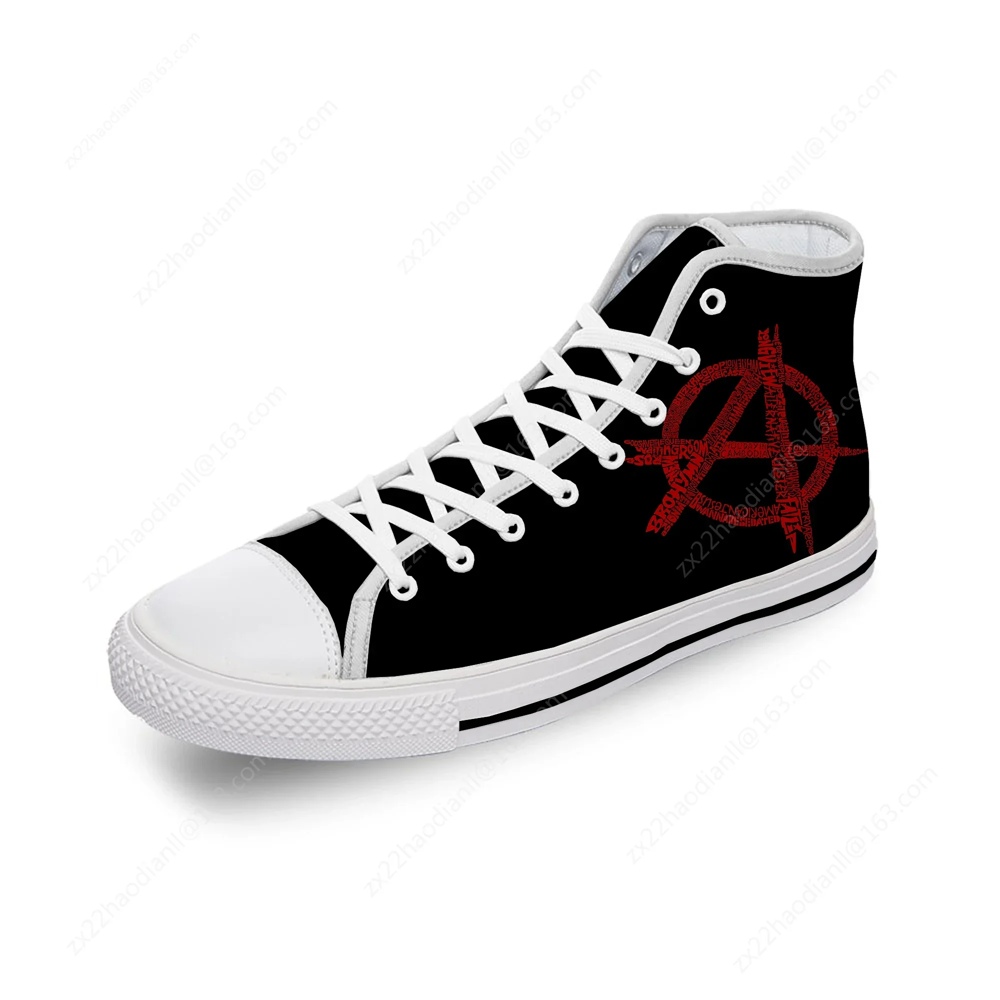 Anarchy Symbol Anarchist Popular White Cloth Fashion 3D Print High Top Canvas Shoes Men Women Lightweight Breathable Sneakers