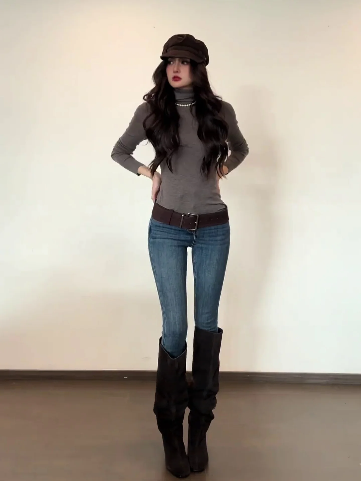 

Ретро-джинсы американского стиля с высокой талией, синие, женские, эластичные, с эффектом подтяжки ягодиц, утягивающие, универсальные, укороченные, с отворотами