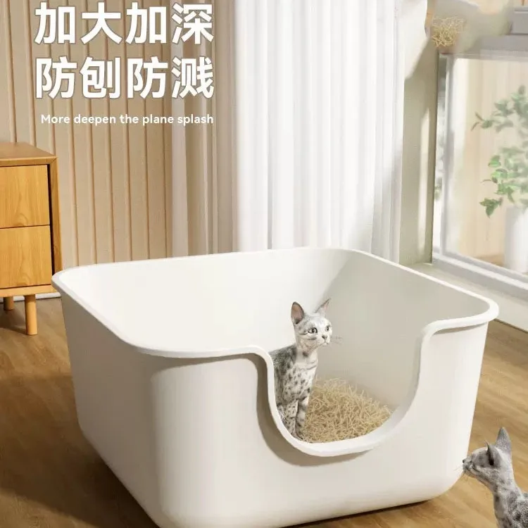 

Cat litter box oversized extra large semi-closed open cat toilet anti-splash kitten litter box cat supplies
