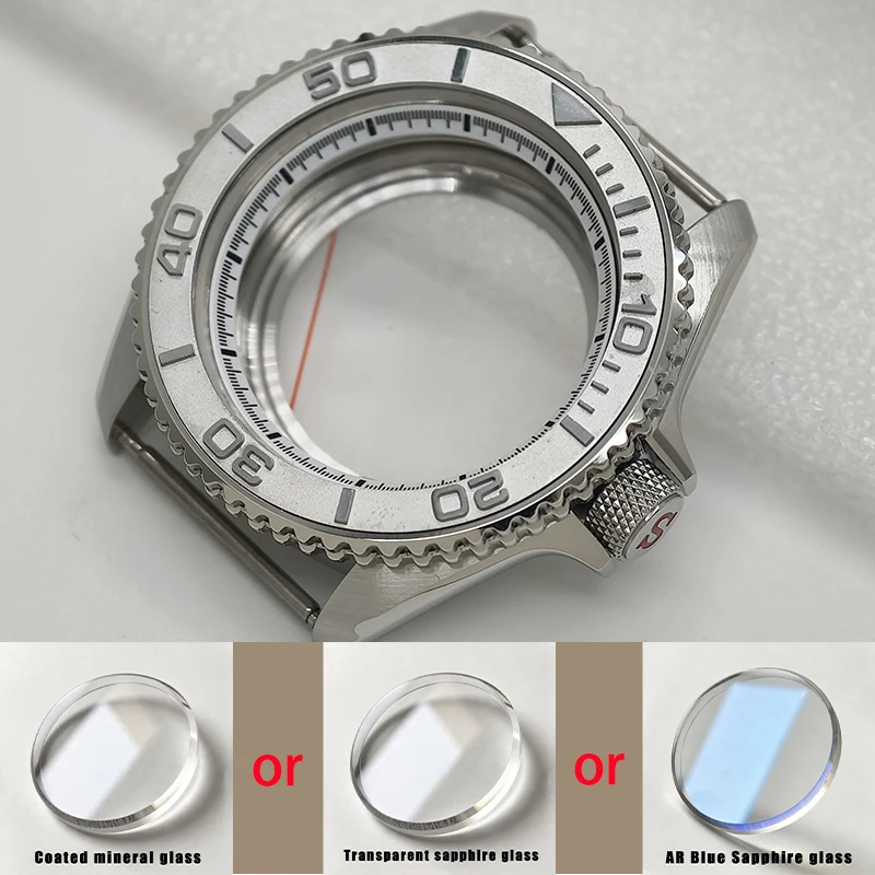 42mm SKX007 Watch Case Flat Sapphire Crystal Glass Metal Bezel Insert For NH35 NH36 4R 6R 7S Movement Transparent Back Cover