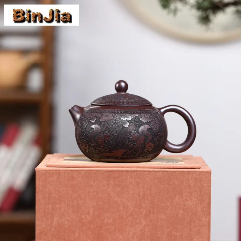 

400 мл антикварные чайники Исин из фиолетовой глины, горшок ручной работы Xishi, сырой рудный камень, красная грязь, чайник, чайный сервиз Zisha, принадлежности