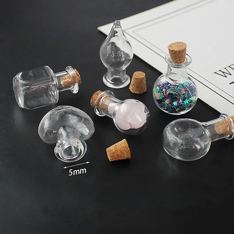 10pcs Glass Bottles Miniature Bottle Mini Cork Glass Vials DIY Mini Wishing Drifting Bottle Wedding Party Decor Glass Jars