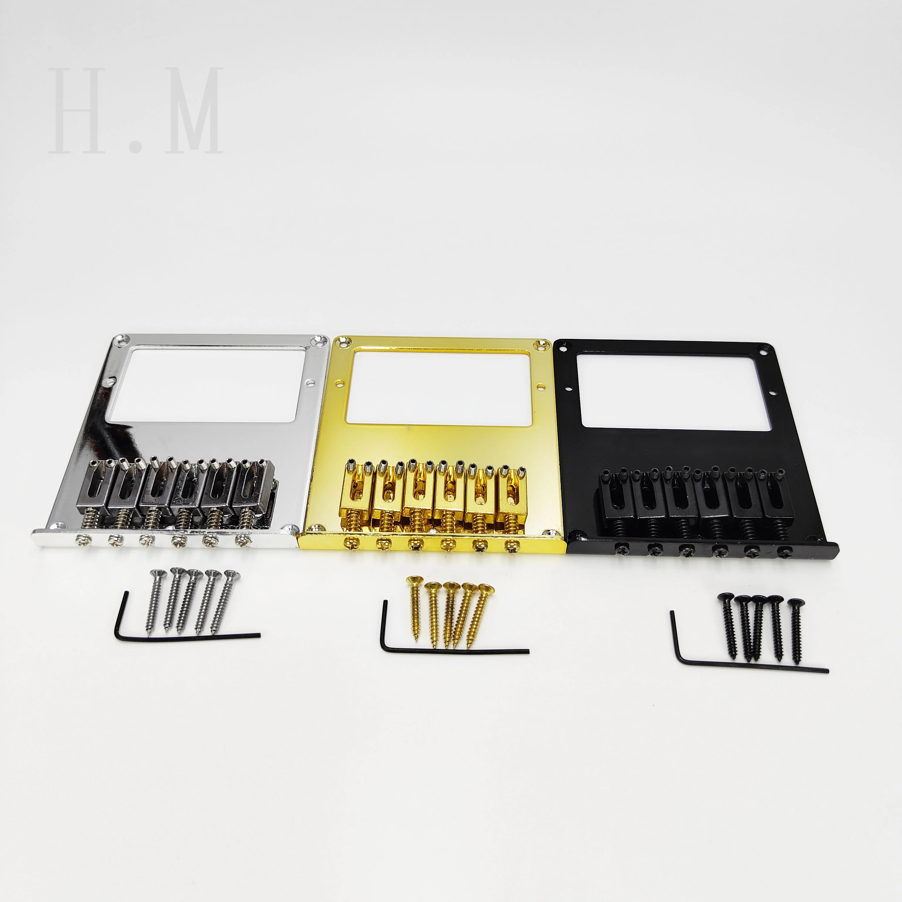 TL Electric Guitar Bridge 6-String Square Saddle for Guitar Pickup Hole Matching Screw+Wrench