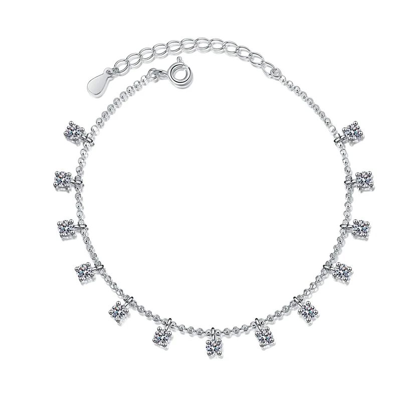 Smyoue 1.3/3.9cttw D Color Moissanite Tassel Bracelet for Women Full Diamond Tennis Bracelet 100% S925 Sterling Silver Chain GRA