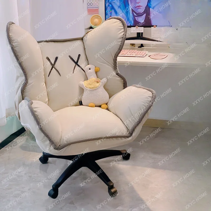 HHComputer Silla de oficina ergonómica, tocador móvil, reclinable, cómoda Silla de oficina blanca, cómoda Silla nórdica de Metal, muebles para jugadores
