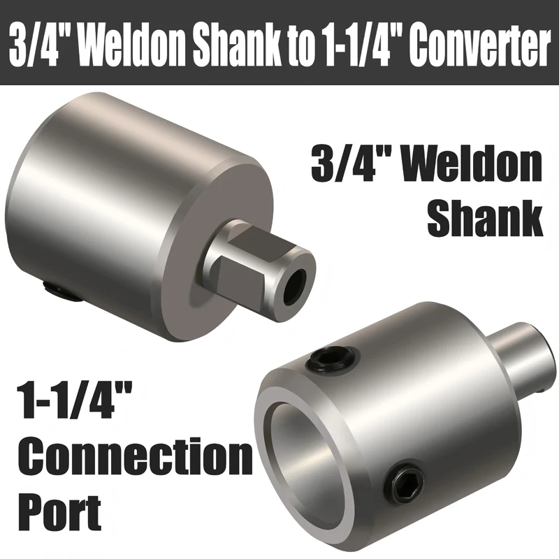 3/4"-Weldon-Schaft auf 1-1/4"-Ringfräser-Spannschaftadapter – Wechseladapter von 3/4" (19,05 mm) auf 1-1/4" (31,75 mm) Spannweite – Detail 5