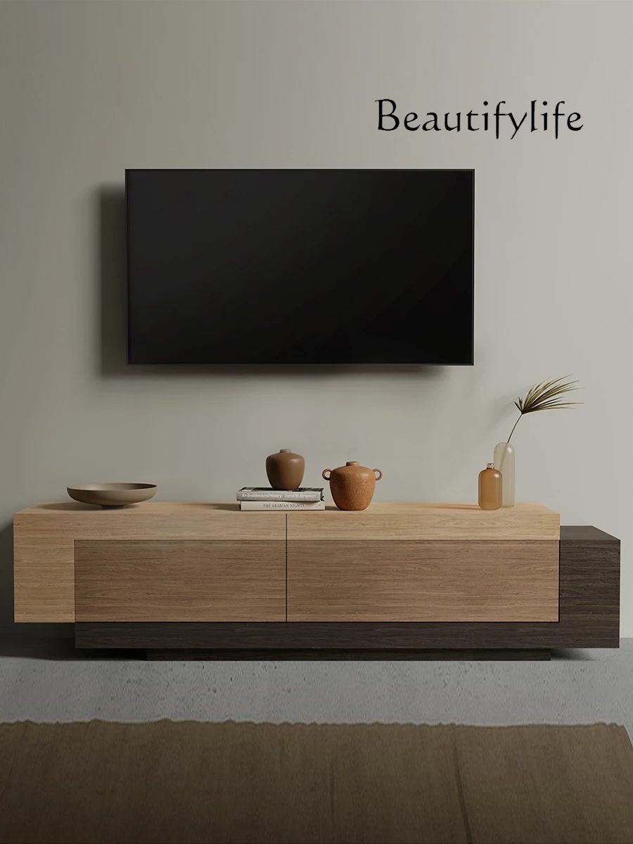 Designer Color Matching TV Cabinet North American Ash High-Grade Solid Wood Side Cabinet Living Room Floor Low Cabinet