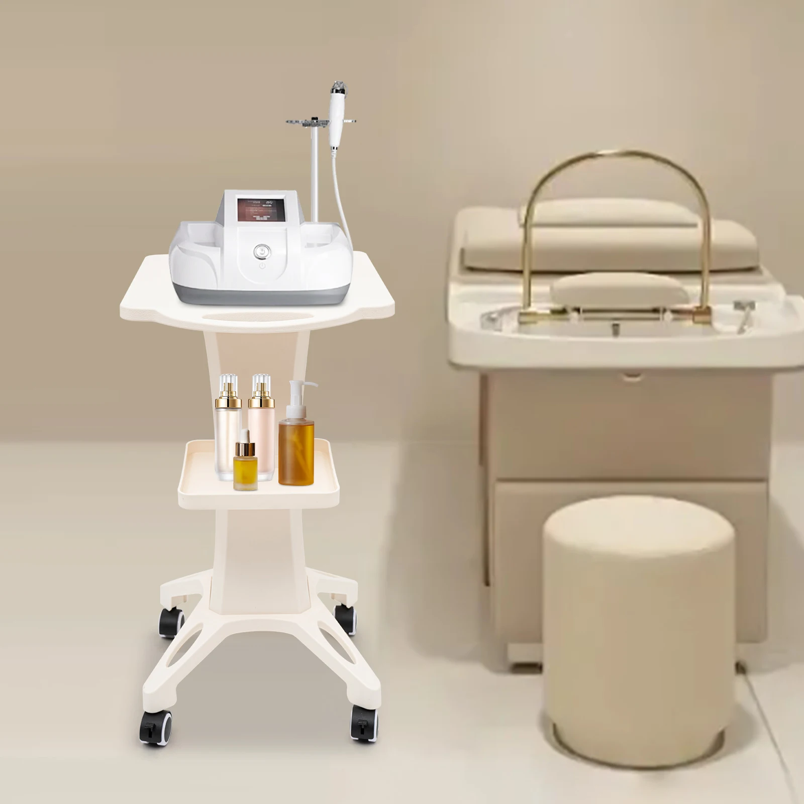 Carrello per salone di bellezza Carrello per spa professionale Carrello per salone spa in ABS Supporto mobile per strumenti di bellezza su ruote con