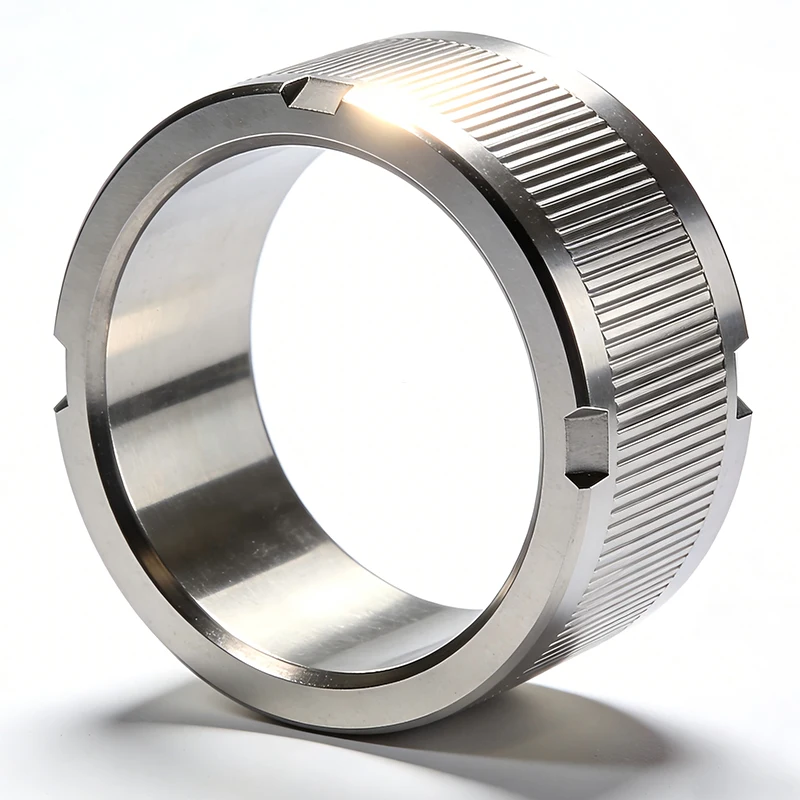 Custom CNC Machining Service High Precision CNC Turned Stainless Steel Knurled Lock Nut with Adjustment Slots