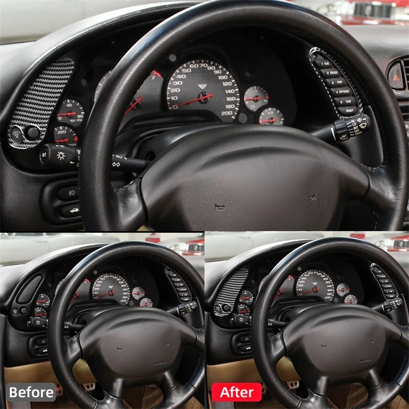 For Chevrolet Corvette C5 1998-2004 Accessories Carbon Fiber Interior Car Speedometer Both Sides Button Trim Cover Frame Sticker