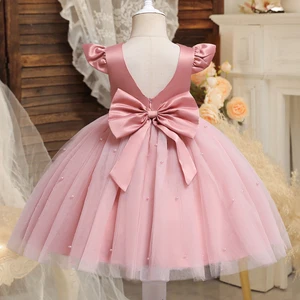 Rote Kinder Weihnachten Prinzessin Kleid, schönes kleines Mädchen 1. Geburtstag Tutu Kleid, neugeborene hintere Bogenperlen Weihnachtskostüm 8 Hauptverkaufskleid Fest Crene 5 Jahre - №4