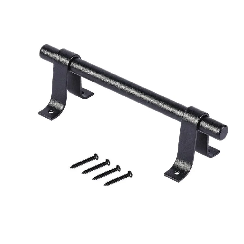 

Barn Handle Door Handle 1x Reliable Replacement Pull Safety Sliding 19.5cm Barn Black Carbon Steel Household Knobs