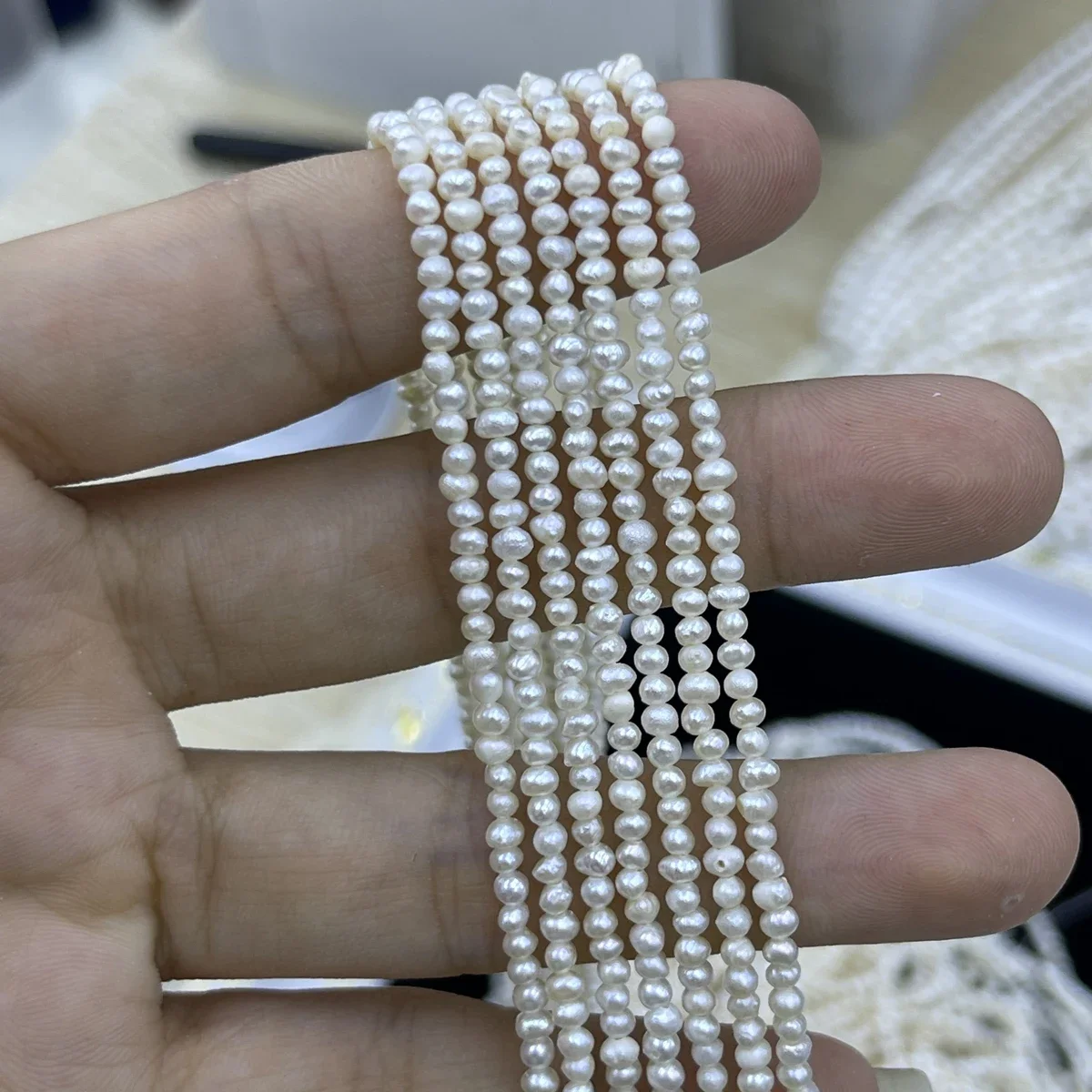 Natural Freshwater Pearl 2-2.5mm AA Fine Buns Round Loose Bead Jewelry Make DIY Necklace Bracelet Accessories Gift Women Wedding