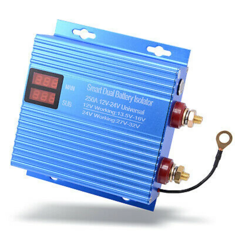 150-250A Dual Battery Smart Isolator Rv Universal 12V 24V ATV UTV Smart Relay battery isolator with voltmeter