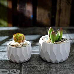 Geometric Round Flower Pot Silicone Mold Handmade Concrete Cement Succulent Plants Pot Gypsum Resin Flowerpot Mold