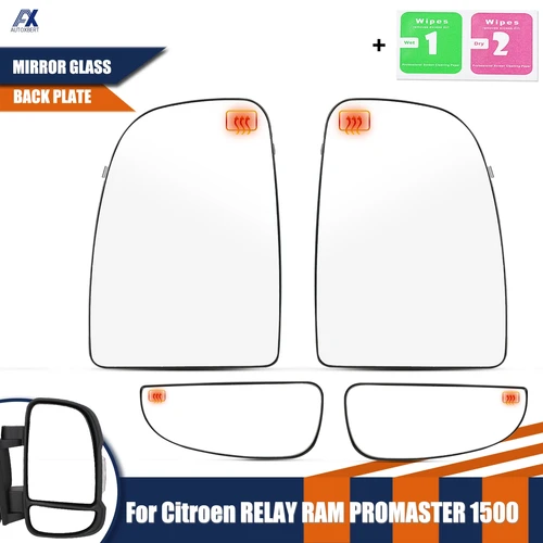 Espejo retrovisor izquierdo y derecho de cristal calefactable para el lado del pasajero superior e inferior para Fiat Ducato 2006-2023 Ram ProMaster 2014-2023 Citroen