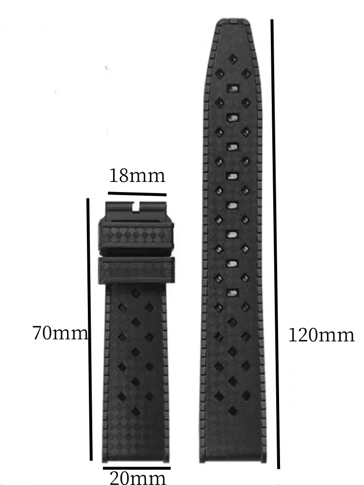Watch Strap For Blancpain Fifty Fathoms Barakuda Soft Tropical Silicone Rubber Band Breathable Unieversal Bracelet 20MM