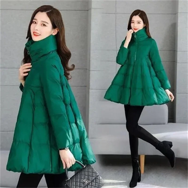 Mulheres jaqueta de inverno nova coreia gola manto meados longo algodão acolchoado jaqueta grossa quente parka roupas de algodão feminino outerwear