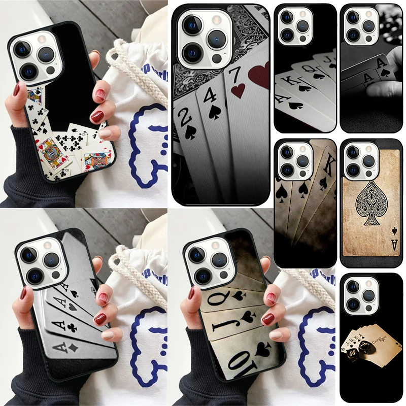 Poker Playing Cards Cover For iPhone 16 13 14 15 Pro Max 12 Mini 11 15 Pro Max 6 7 8 Plus Max SE 2020 Phone Case