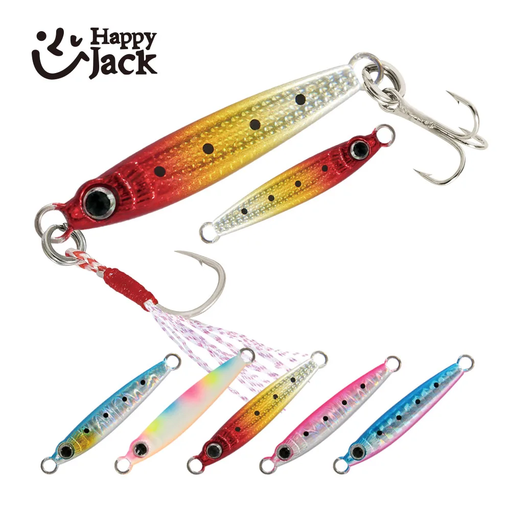 HappyJack חדש מיקרו מתכת Jig דייג Lures mirco jig1.5g/3g/5g/7g/10g/15g חוף יציקה Jigging כף מלח מלאכותי Bait