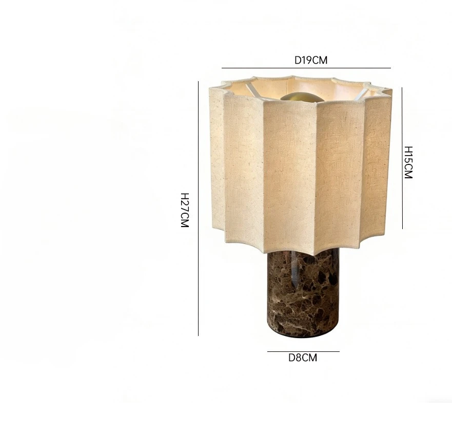 Luxe Bedlamp Natuurlijke Marmeren Draagbare Tafellamp Stoffen Lampenkap Aanraakdimbaar Bureaulamp Woonkamer Slaapkamer