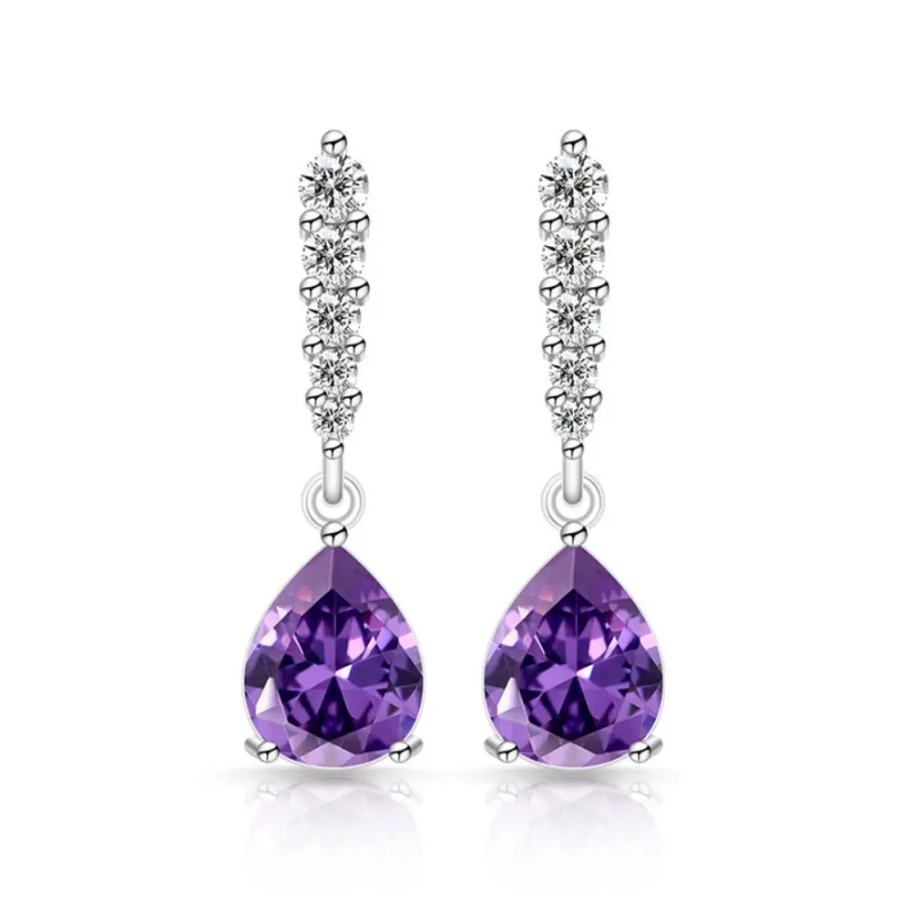 Copper Water Drop Earrings Silver Color Luxury Finish Fashion Jewelry Earrings Light Weight Shining Design Women's Earrings