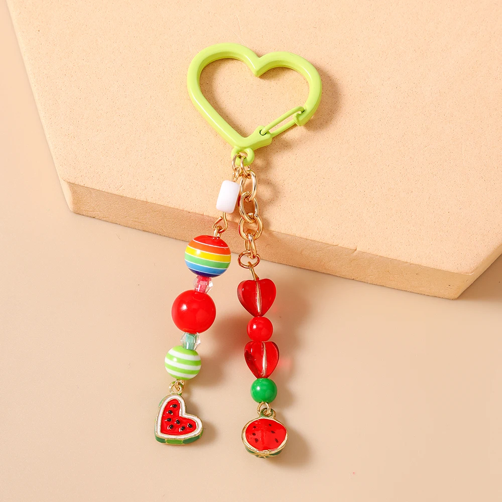 Aihua Emaille-Schlüsselanhänger mit Pistazien-, Wassermelonen- und Maismotiven, Niedlicher Frucht-Schlüsselring, Autoschlüsselhalter, Handtaschenanhänger, Deko-DIY-Schmuckgeschenke – Detail 4