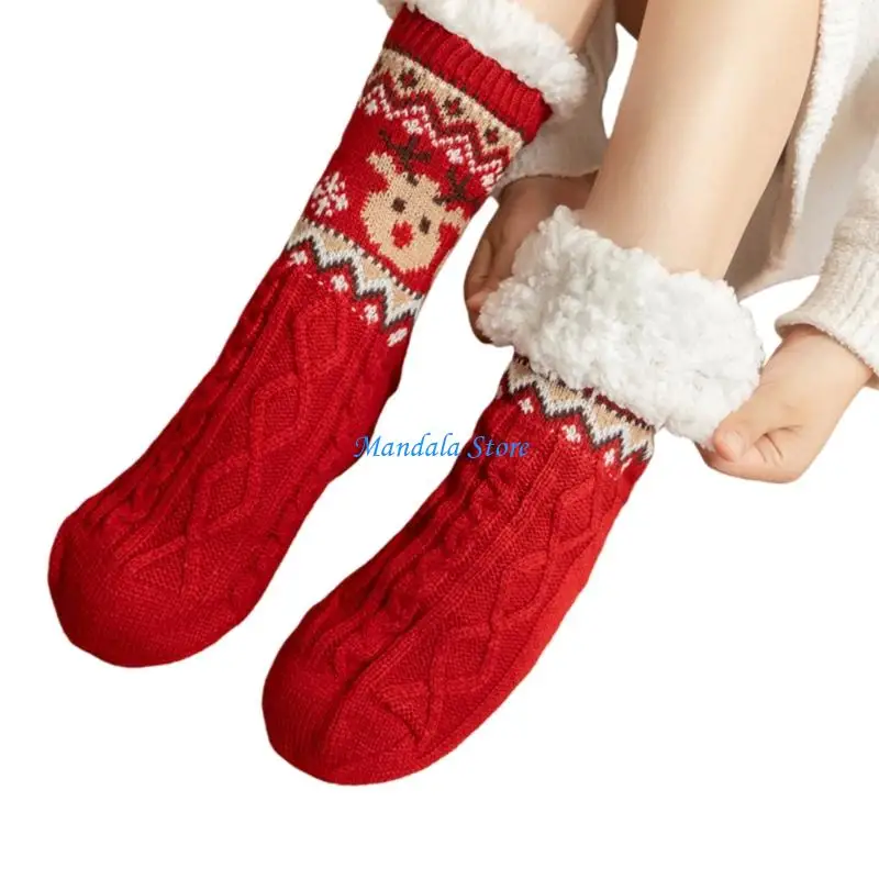 

U2JC Acrylic Christmas Snow Socks Winter Sleepwear For Cold Floor Festival Home Decoration Family Safety Essential