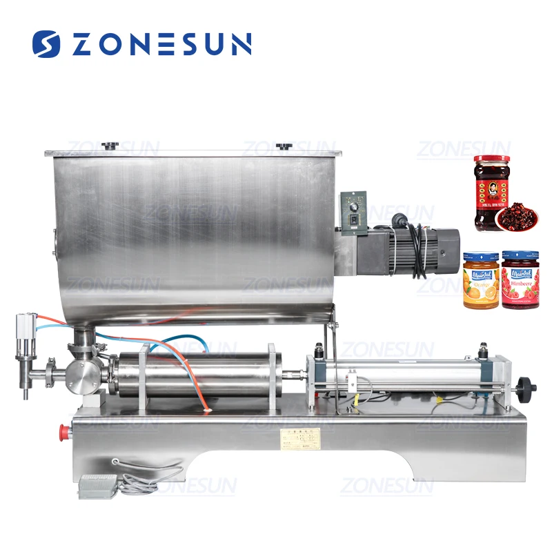 ZONESUN ZS-GTU1 Semi Automatic Curry Paste Jam Chili Sauce Filling Machine Pneumatic Slurry Mixing Filling Machine