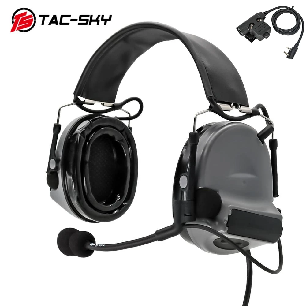 

TS TAC-SKY Tactical COMTAC II Shooting Silicone Earmuffs Hunting Headphones Noise Cancelling Headphones + Adapter PTT U94PTT