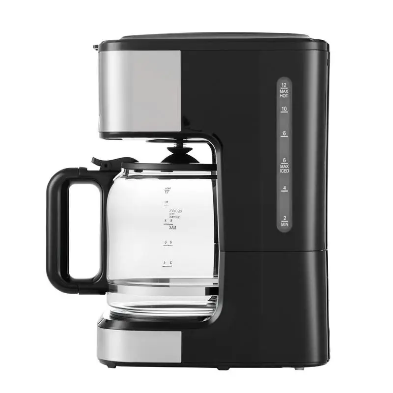 

Touch Screen Drip Coffee Machine 12 Cup For Home Office Kitchen, 24-Hour Timer 4-Hour Warming Function 2 Brew Strengths Customizable Brewing Black Silver Finish