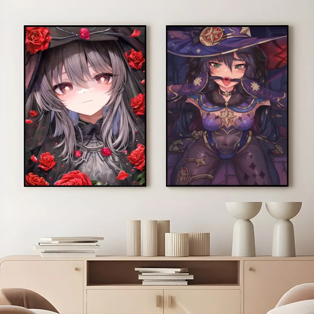 1pc GAME Genshin Impact Accounts Mona Poster Sticky Wall Art Printing Waterproof Home Living Bed Room Bar Aesthetic Decor