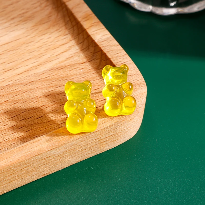 Leslie heiß verkaufen schöne bunte Harz Glitter Gummibärchen Ohrringe für Frauen Mini Bär Ohrring Bff Mädchen Kinder Geburtstags geschenke – Detail 15