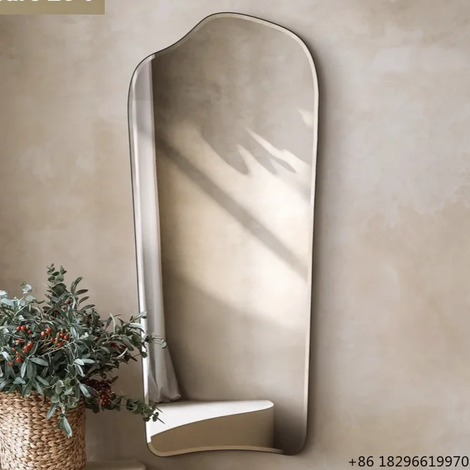 

Black Metal Pond Shape Irregular Wall Mirror Minimalist Decorative Mirror For Living Room Bedroom Bathroom